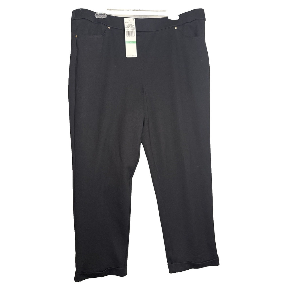 Alfred Dunner Black Pull-On Pants Women's L Modern Fit Stretch Straight Leg NWT